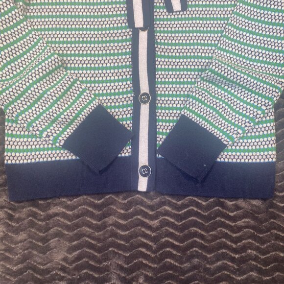 J.Crew  Striped Cardigan Sweater W/ Bow Detail cotton blend ,womens size Small - Picture 2 of 8